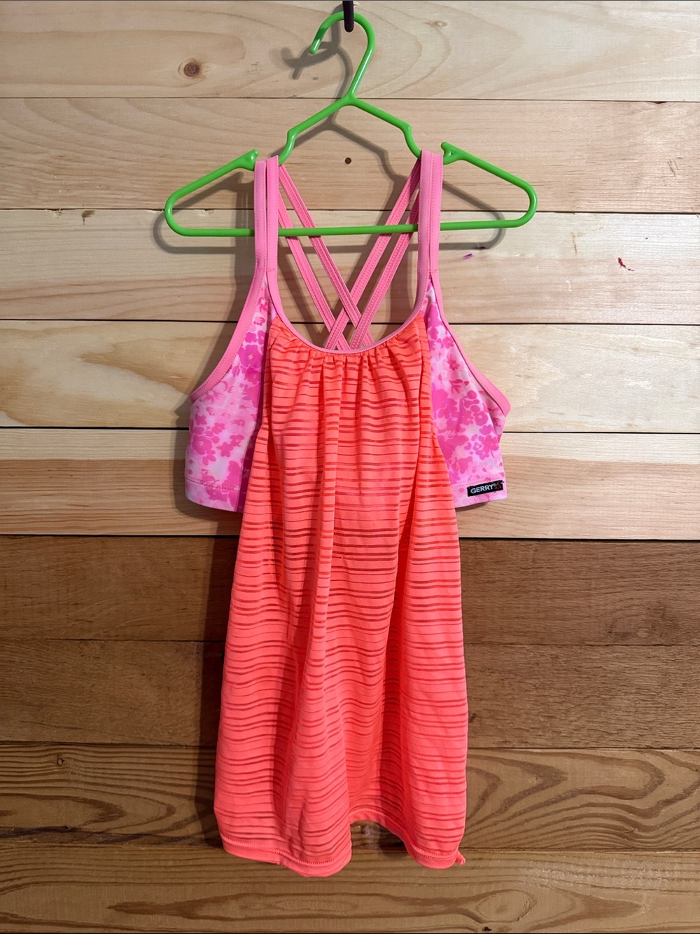 Gerry Weber Neon Coral and Pink Strappy Tankini Top